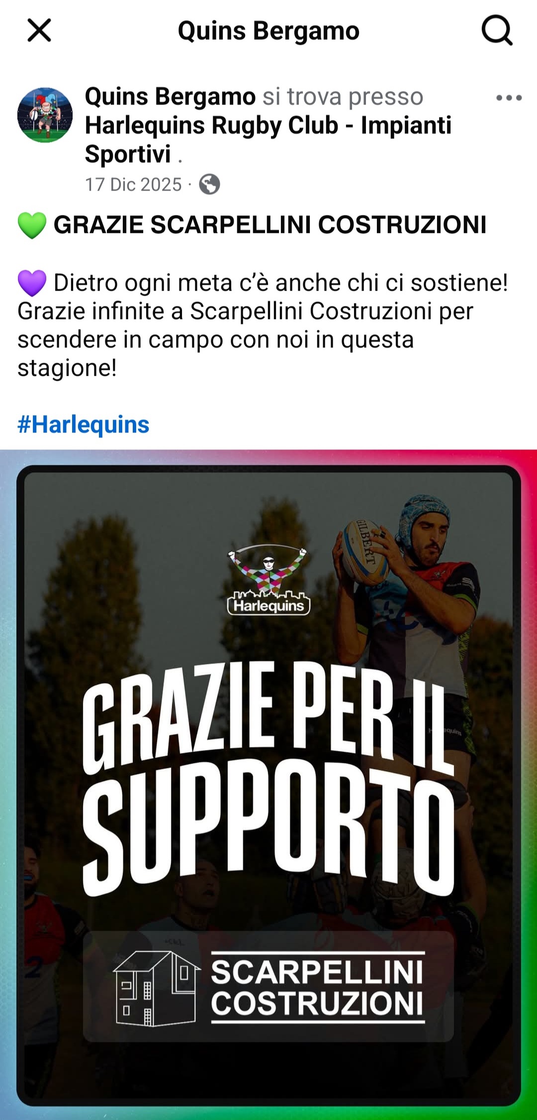 Harlequins rugby club Bergamo